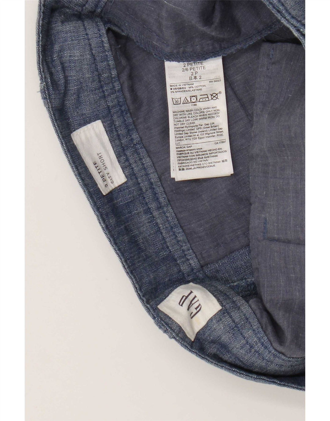 Gap Damen Curvy Hot Pants US 2 XS W28 Blaue Baumwolle
