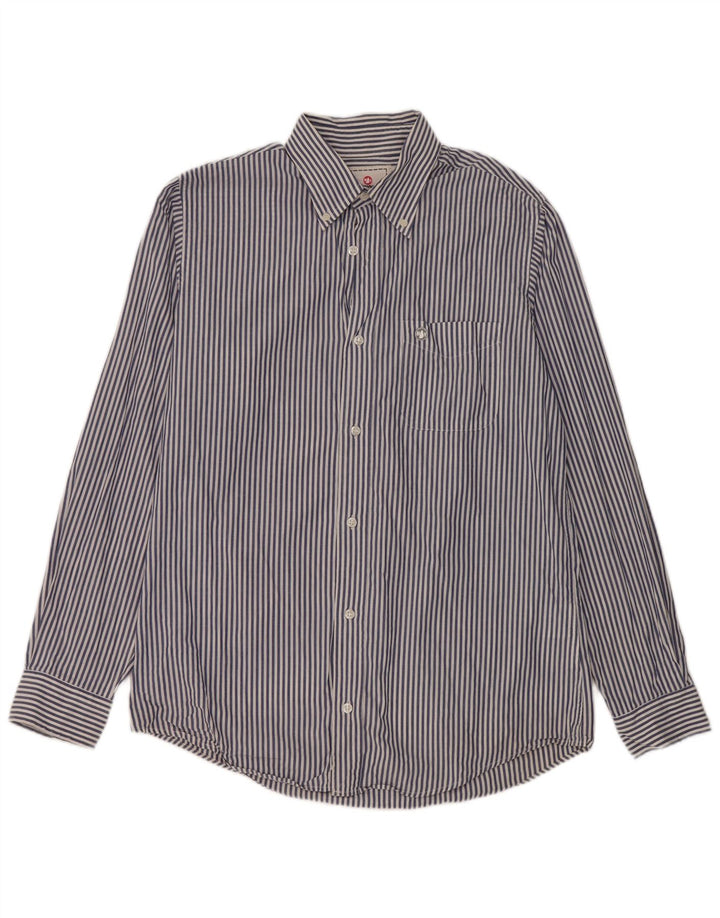 Murphy & Nye Slim-Fit-Hemd für Herren, groß, blaue Nadelstreifen-Baumwolle
