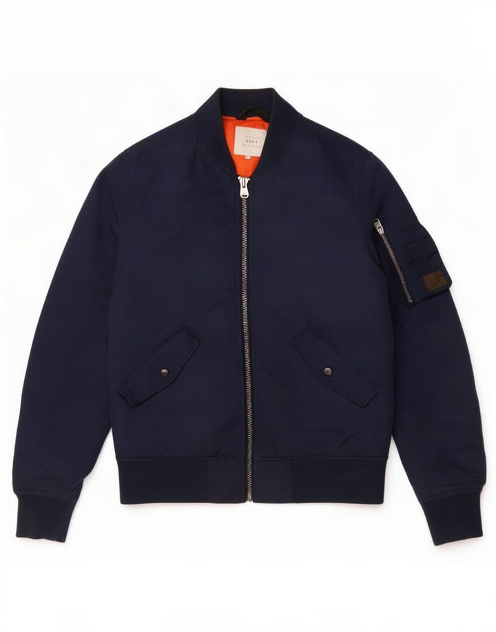 Jack & Jones Herren gepolsterte Bomberjacke UK 36 Small Marineblaues Nylon
