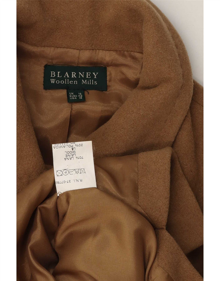 Blarney Woollen Mills Damenmantel UK 16 Large Beige Wolle