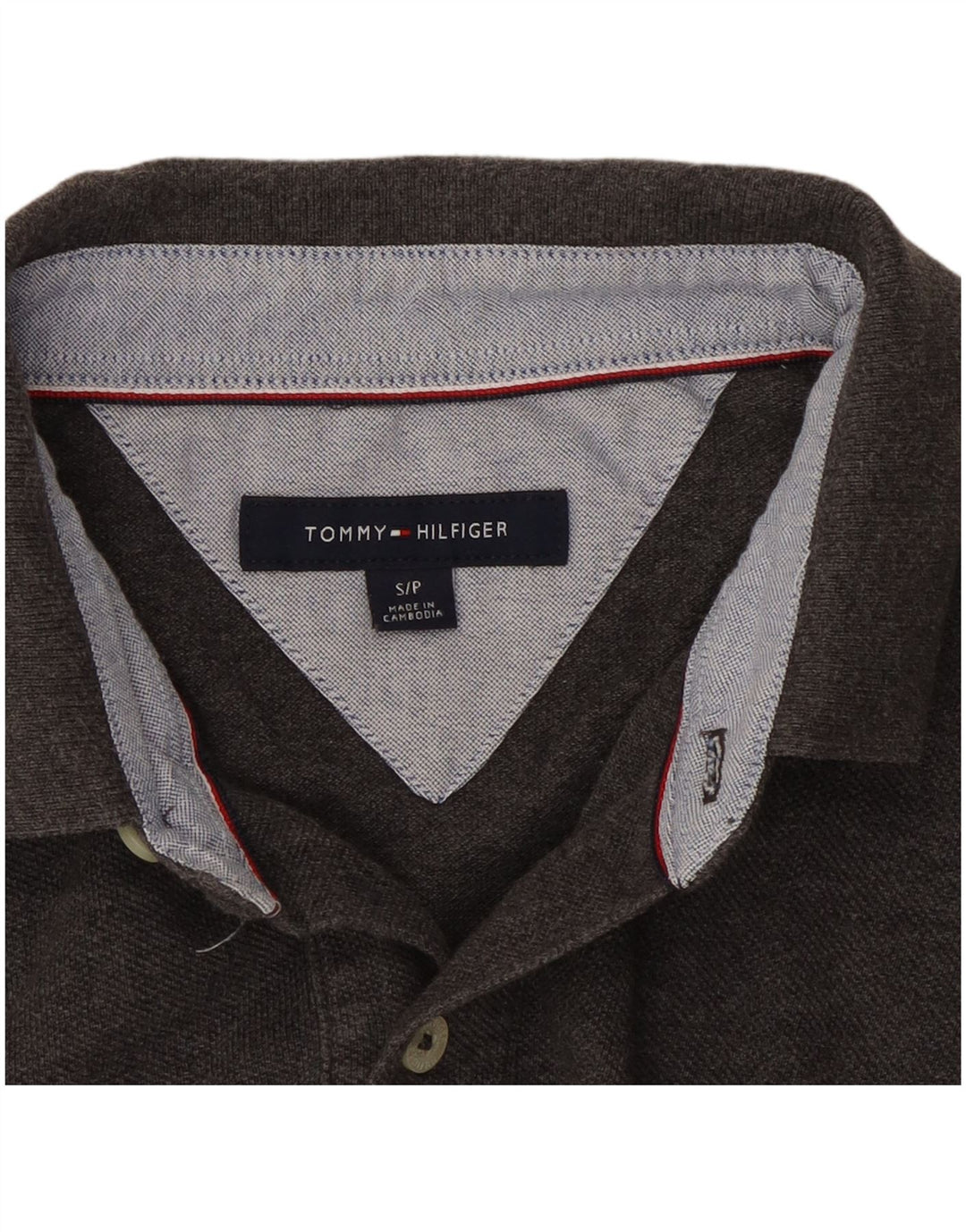 Tommy Hilfiger Herren-Poloshirt, kleine graue Baumwolle