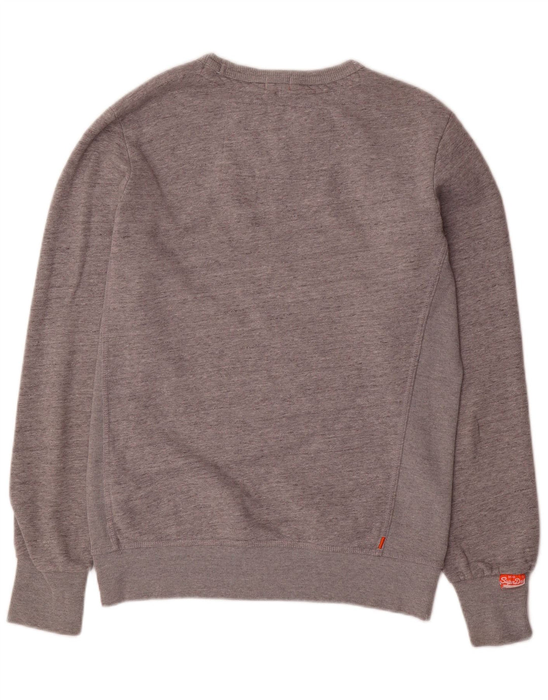 SUPERDRY Herren-Sweatshirt-Pullover, große, grau gesprenkelte Baumwolle