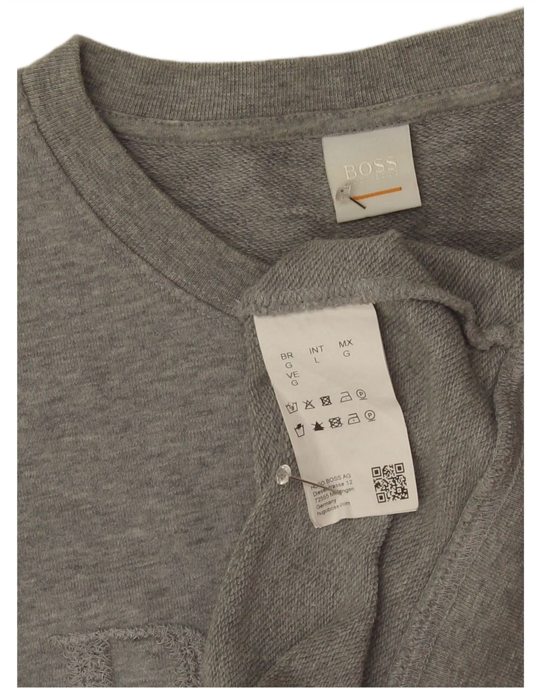 Hugo Boss Damen Grafik-Sweatshirt-Pullover UK 16 Große graue Baumwolle