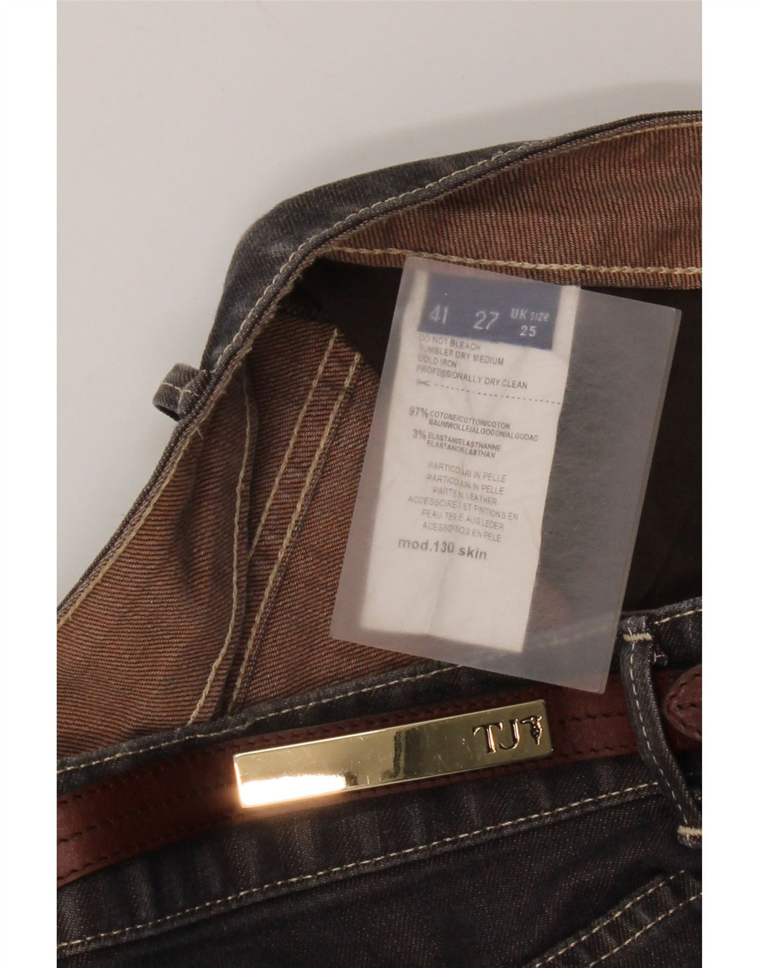 Trussardi Damen Slim Jeans W25 L30 Braune Baumwolle