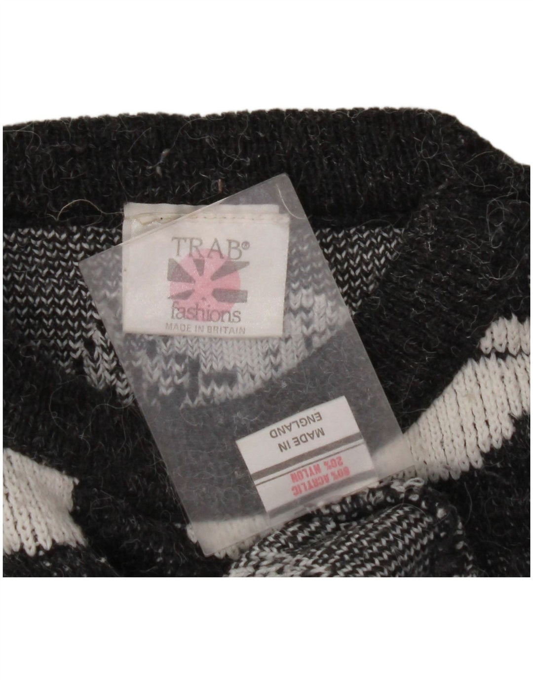 VINTAGE Damen-Pullover mit Rundhalsausschnitt, UK 16, großes grau geflecktes Acryl