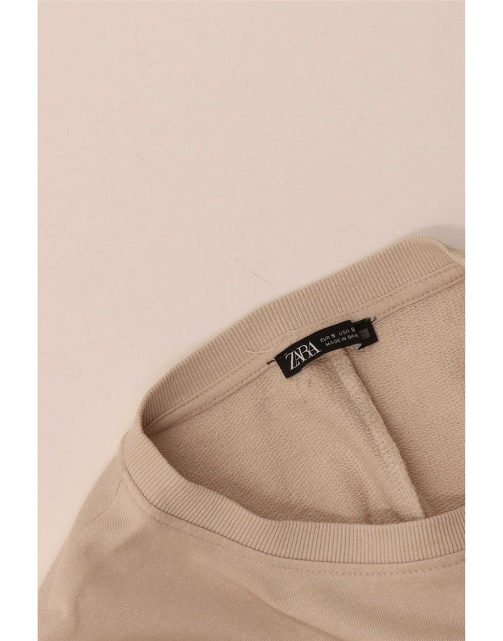 Zara Damen-Sweatshirt mit 3/4-Ärmeln, Größe S, Beige