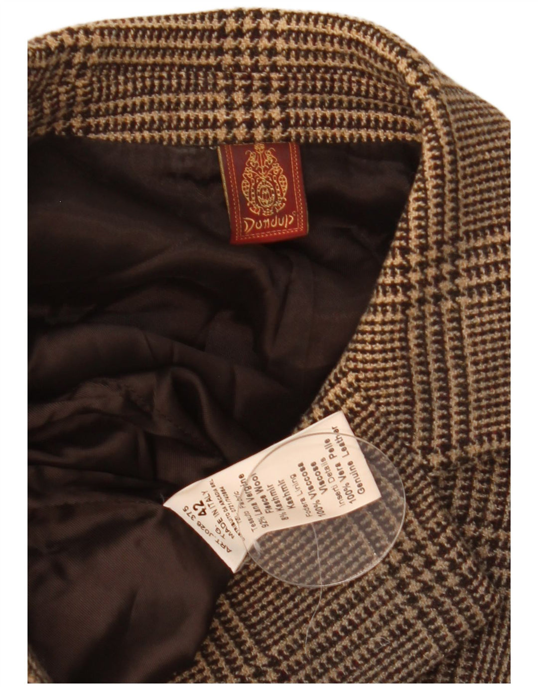 Dondup Damen-Blazerjacke mit 6 Knöpfen, IT 42, mittelbraune Wolle mit Hahnentrittmuster