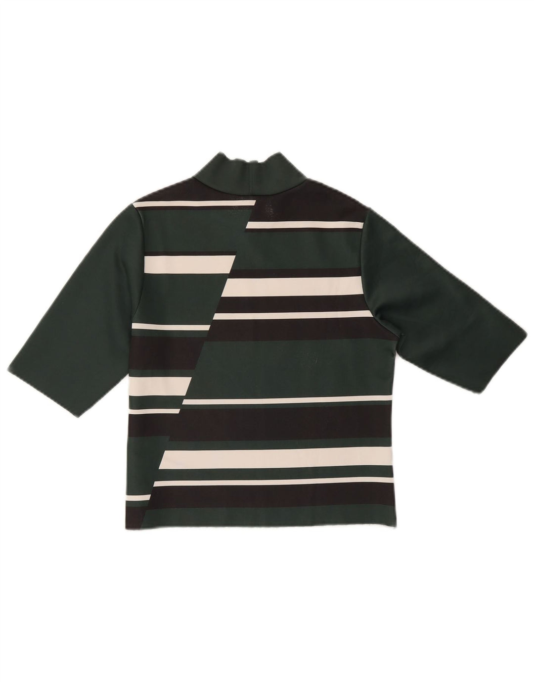 ZARA Damen Crop Top 3/4 Ärmel UK 12 Mittelgrün Farbblock