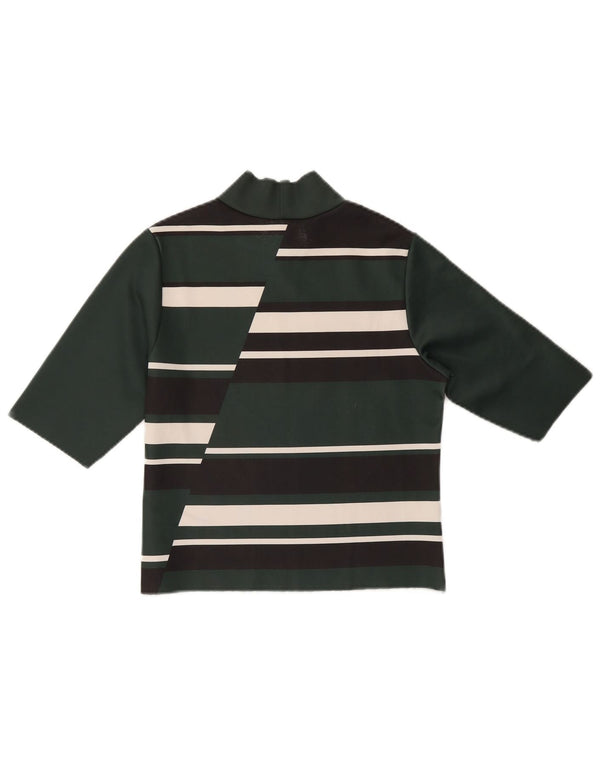 ZARA Damen Crop Top 3/4 Ärmel UK 12 Mittelgrün Farbblock