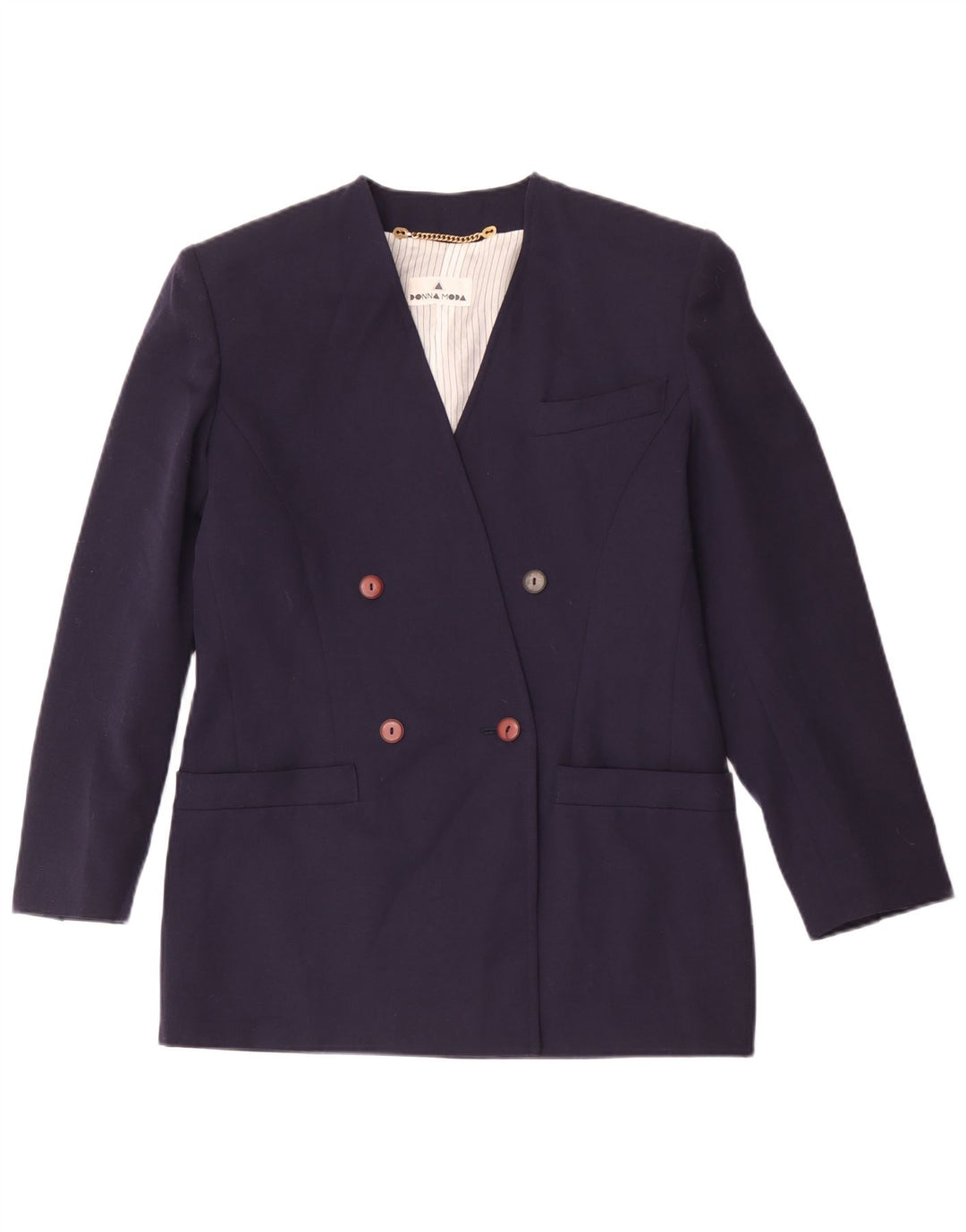 Vintage Damen Zweireihige Blazerjacke IT 42 Medium Navy Blue