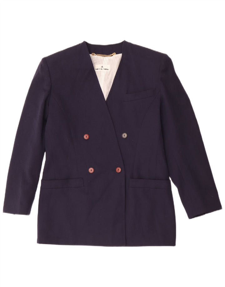 Vintage Damen Zweireihige Blazerjacke IT 42 Medium Navy Blue