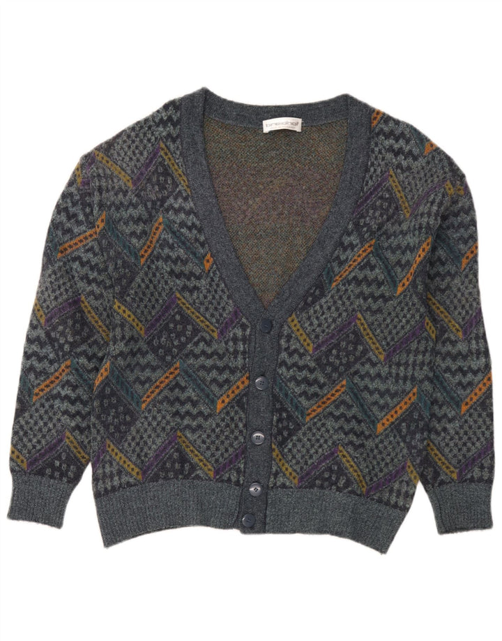 Breidhof Herren Strickjacke Mittelblau Patchwork