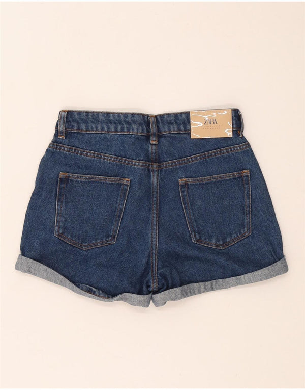 Zara Damen Jeansshorts EU 34 2XS W24 Blaue Baumwolle