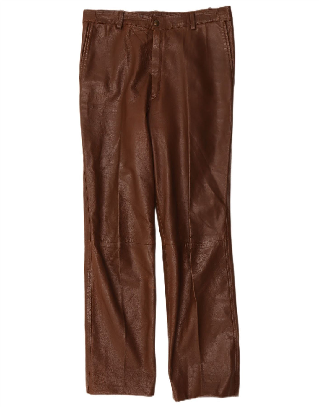 Vintage Damen gerade Lederhose W30 L29 Braun