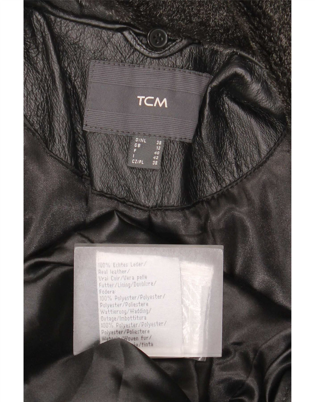 TCM Damen Ledermantel UK 12 Mittelschwarzes Leder