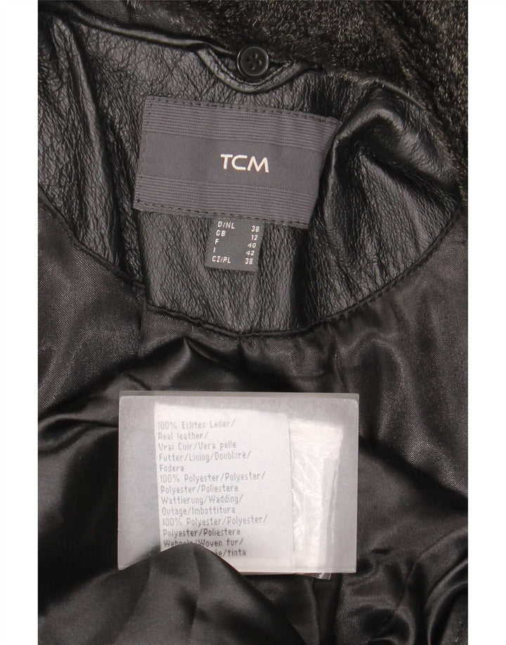 TCM Damen Ledermantel UK 12 Mittelschwarzes Leder