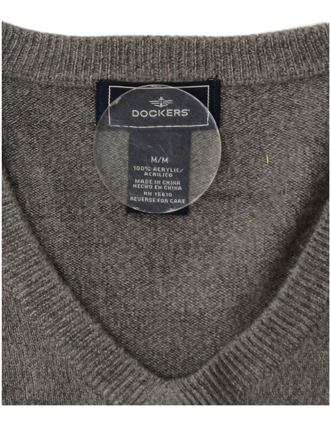 Dockers Herren-Pullover mit V-Ausschnitt, mittelgraues Acryl