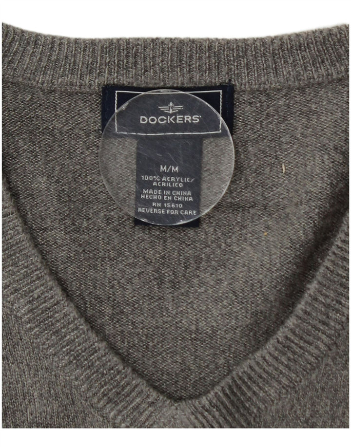 Dockers Herren-Pullover mit V-Ausschnitt, mittelgraues Acryl