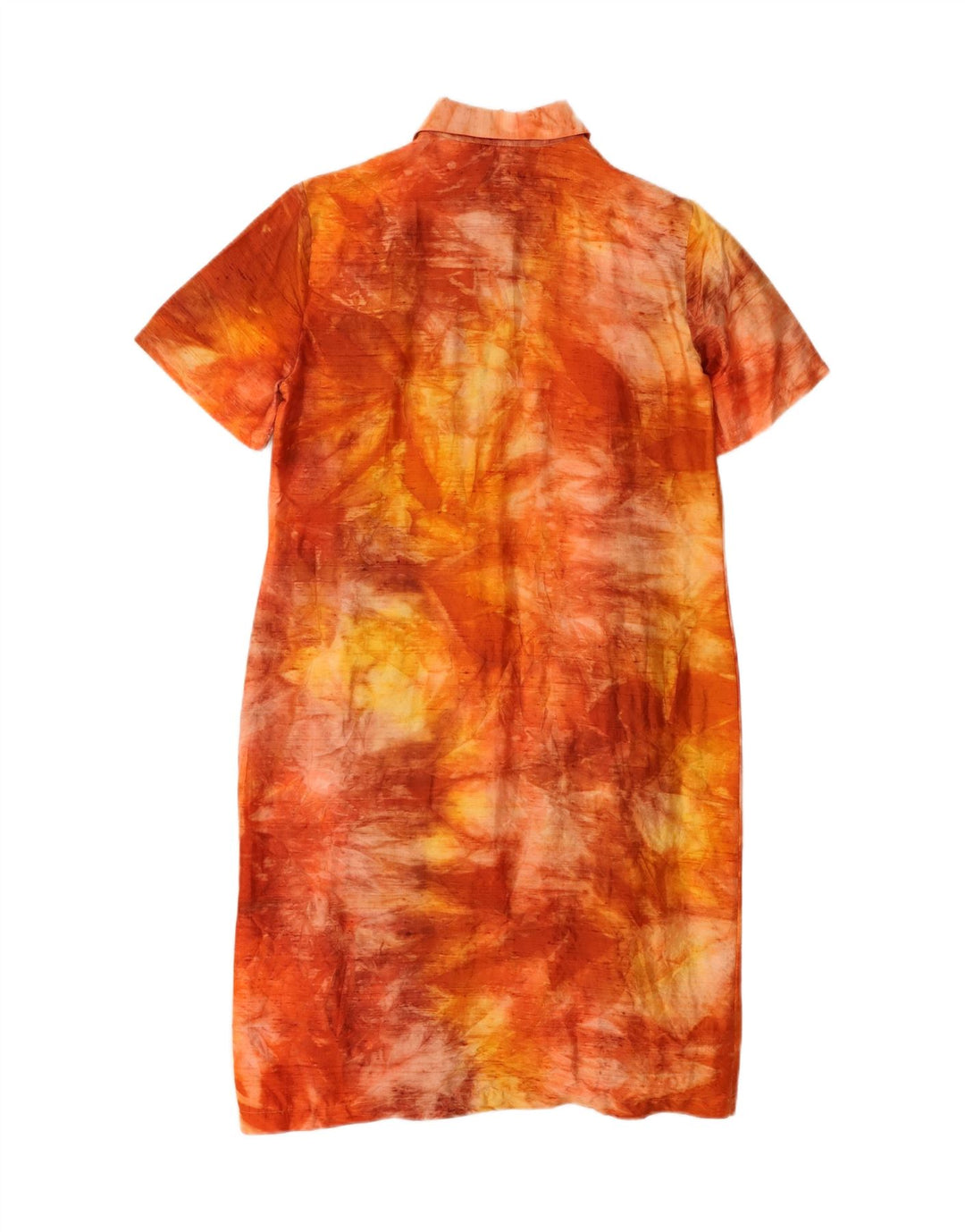Daniel & Mayer Damen Hemdkleid IT 46 Große orangefarbene Batik-Seide