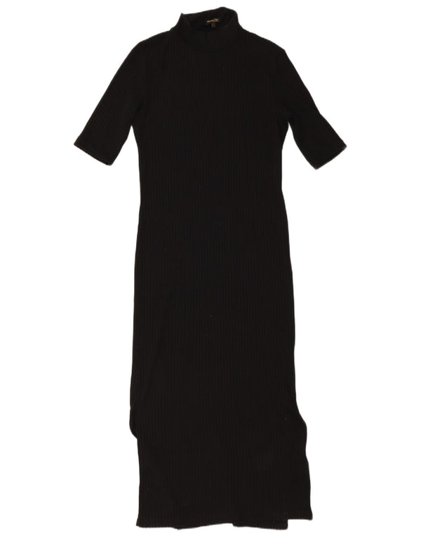 Massimo Dutti Damen Maxi-Pulloverkleid mit kurzen Ärmeln, UK 12, Mittelschwarz