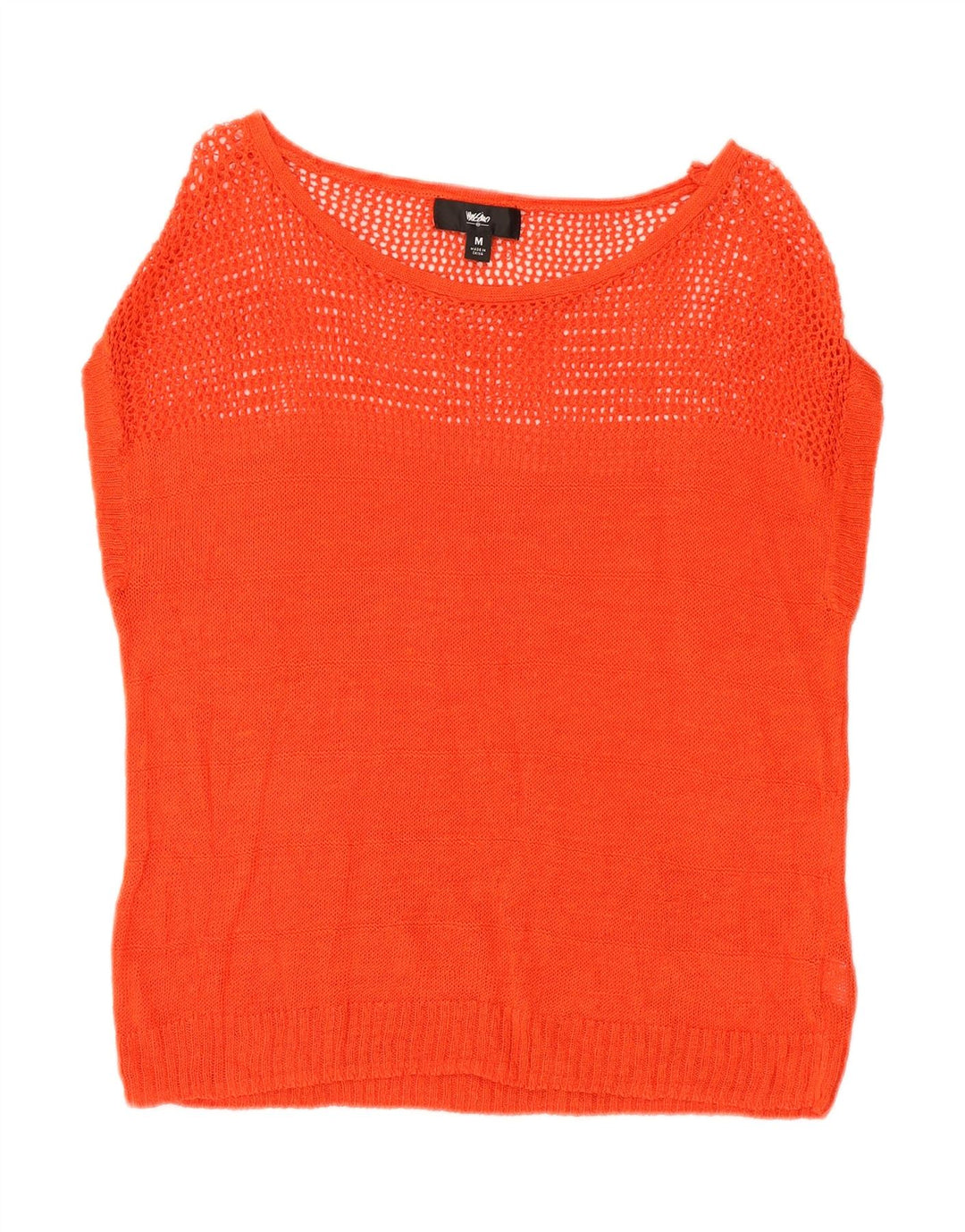 MOSSIMO Womens Short Sleeve Boat Neck Jumper Sweater UK 14 Medium Orange