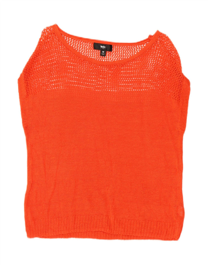 MOSSIMO Womens Short Sleeve Boat Neck Jumper Sweater UK 14 Medium Orange