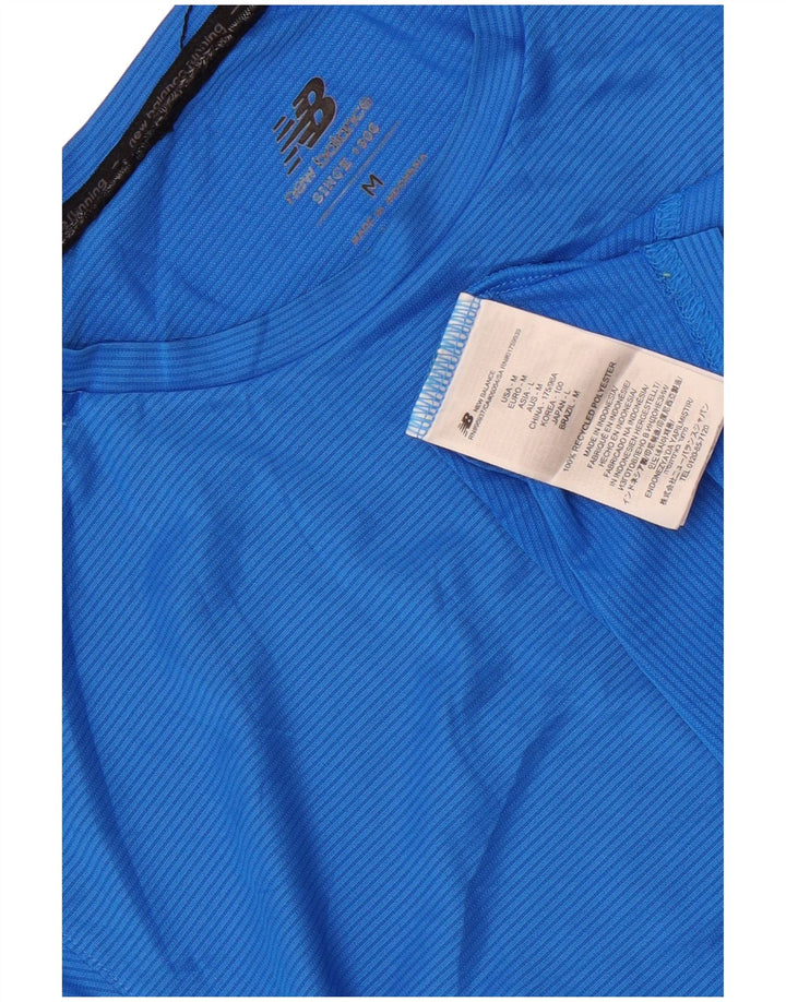 New Balance Herren-T-Shirt-Oberteil aus mittelblauem Nadelstreifen-Polyester
