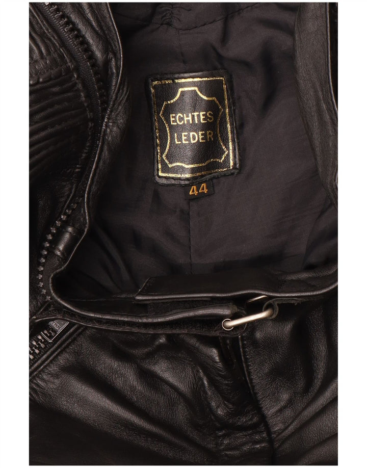 VINTAGE Damen Moto Racer Hose IT 44 Medium W30 L27 Schwarzes Leder