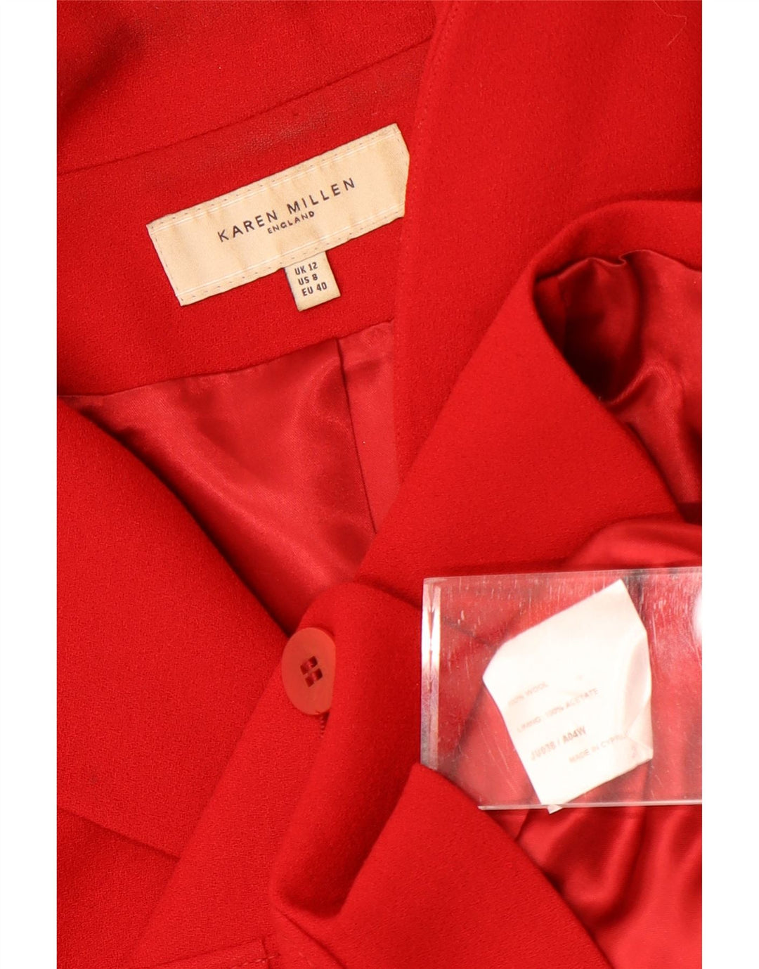 Karen Millen Damen-Blazerjacke mit 3 Knöpfen, UK 12, mittelrote Wolle