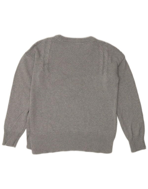 Crew Clothing Damen-Pullover mit Rundhalsausschnitt, UK 12, mittelgraue Baumwolle