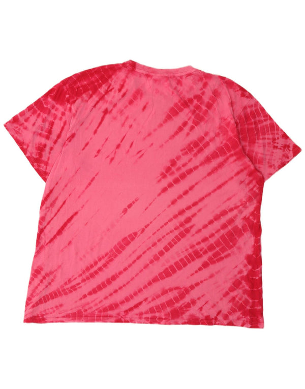 Fila Damen Übergroßes Grafik-T-Shirt-Oberteil UK 16 Große rosafarbene Batik-Baumwolle