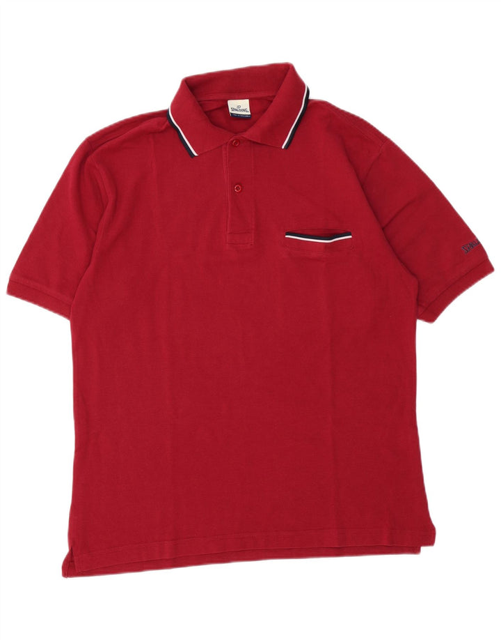 Spalding Herren-Poloshirt aus mittlerer burgunderroter Baumwolle
