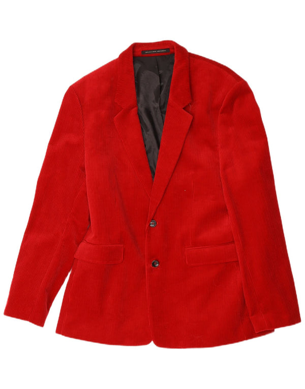 Zara Herren 2-Knopf-Blazer aus Cord, EU 54, XL, rote Baumwolle