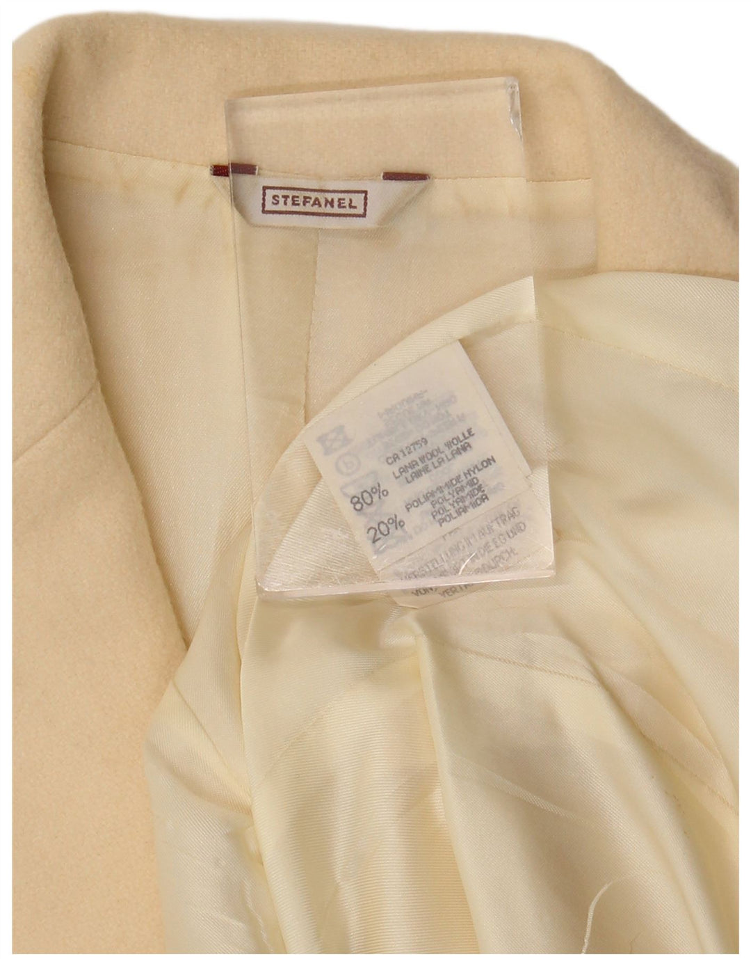 Stefanel Damen-Blazer mit 3 Knöpfen, UK 14, mittelbeige Wolle