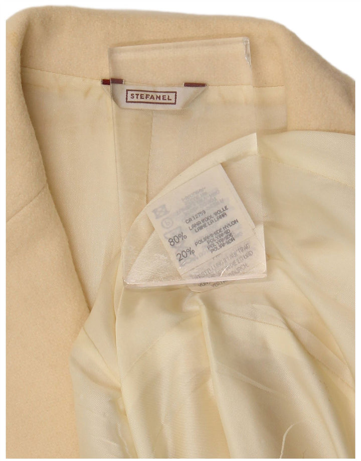 Stefanel Damen-Blazer mit 3 Knöpfen, UK 14, mittelbeige Wolle