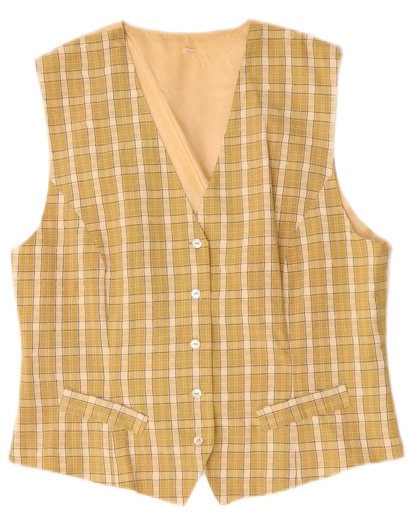 Vintage Damen Weste UK 18 XL Beige Karo Viskose