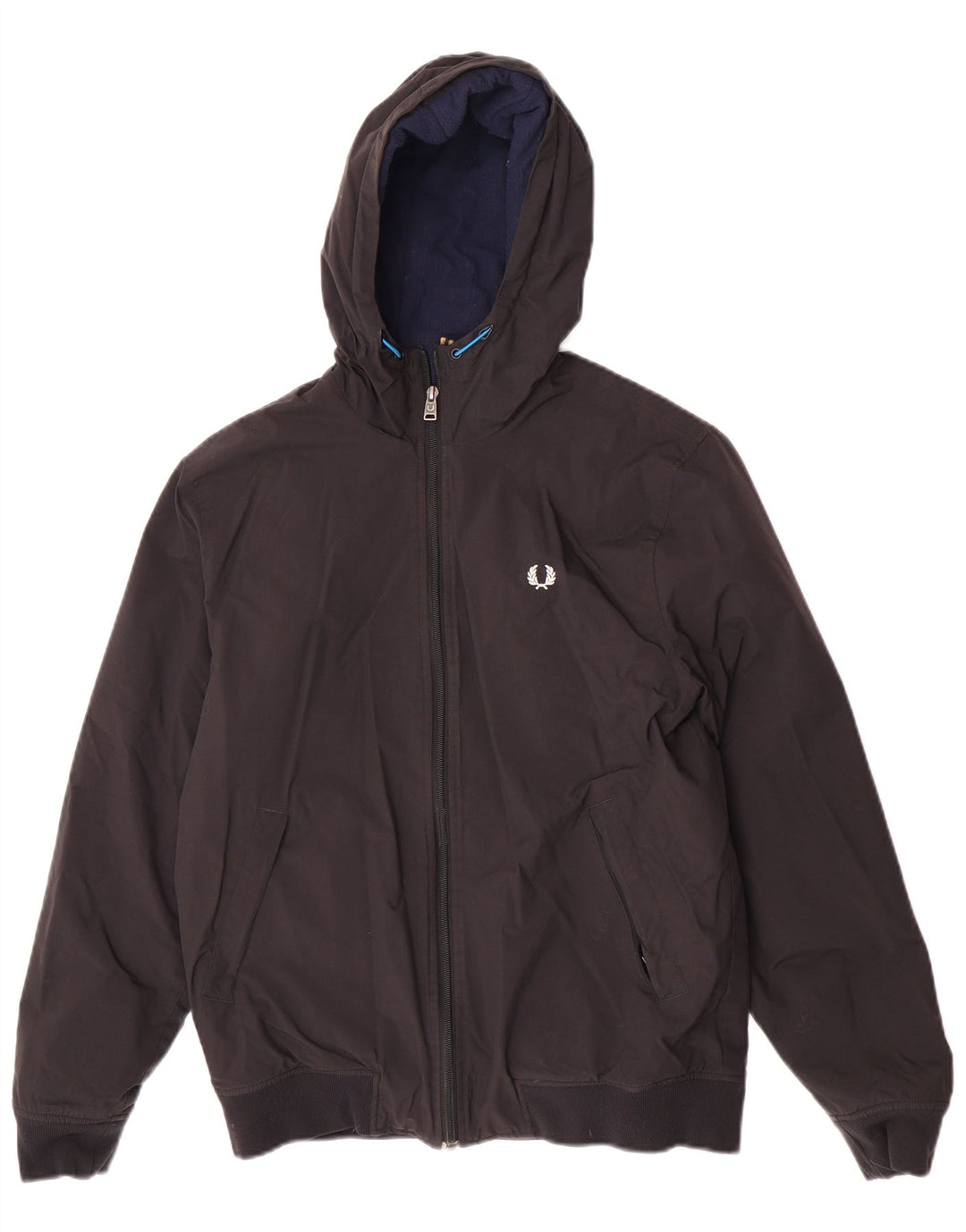 Fred Perry Herren Bomberjacke mit Kapuze UK 36 Small Schwarz Polyamid