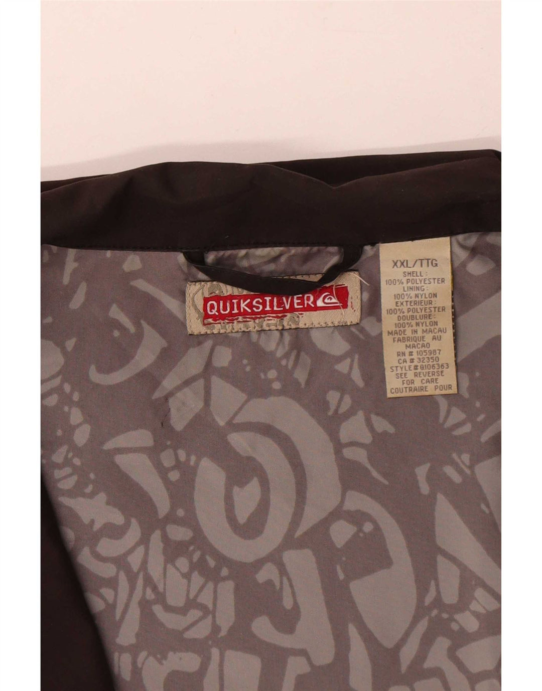 Quiksilver Herren Bomberjacke UK 44 2XL Braunes Polyester