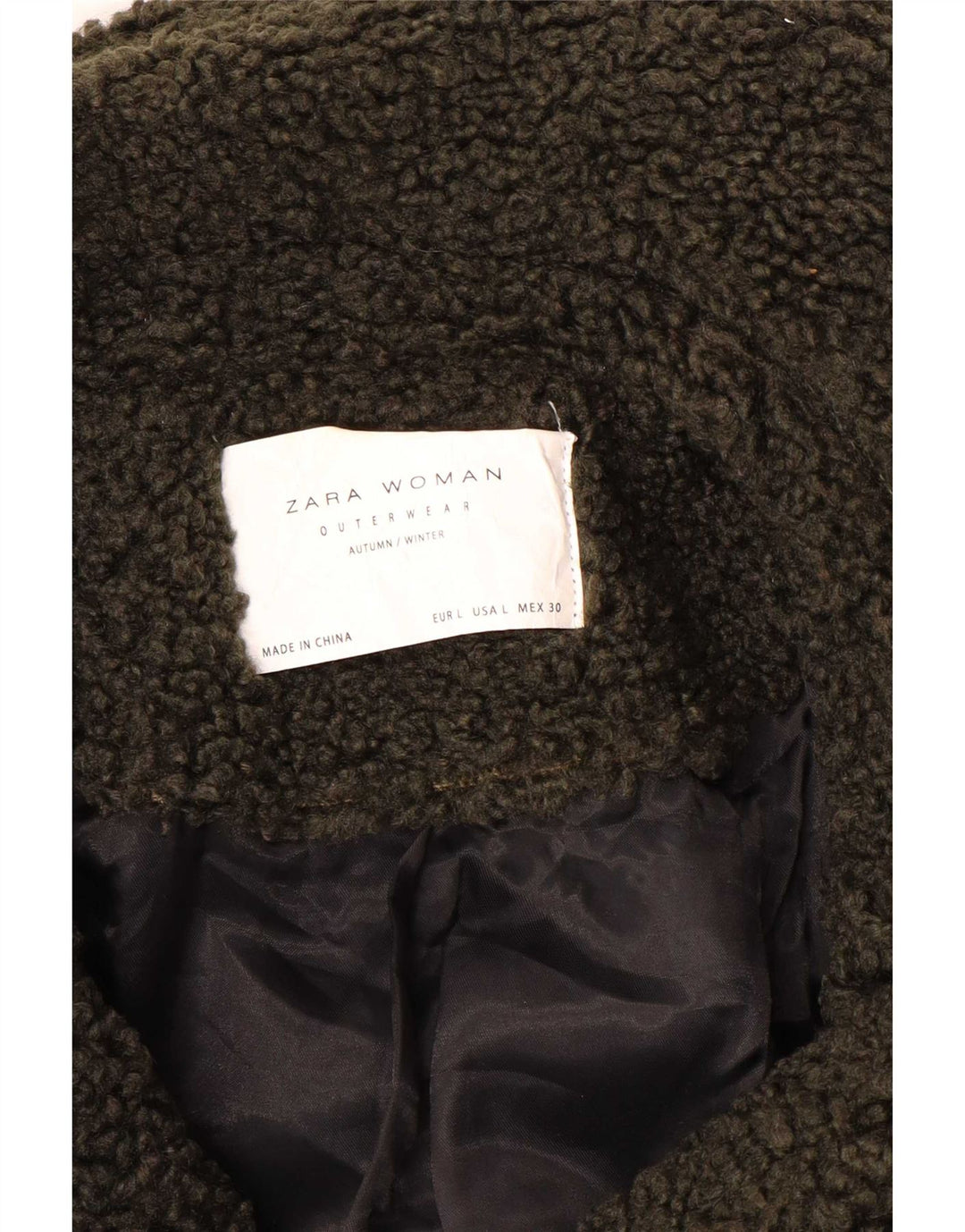 Zara Damen Teddybär-Mantel UK 16 Large Khaki