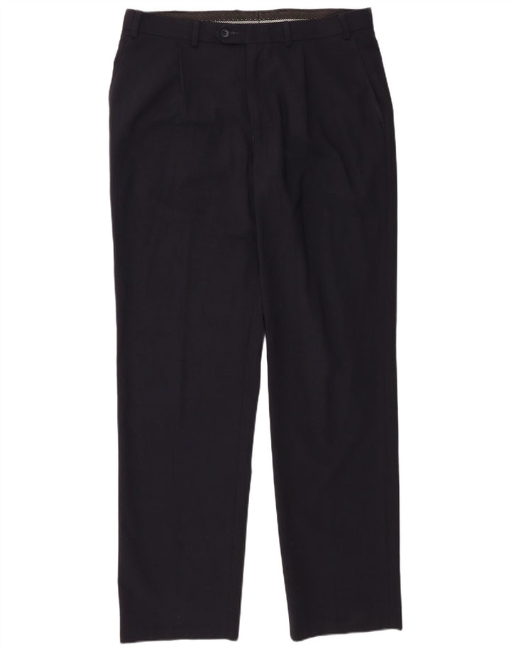 Marks & Spencer Herren-Anzughose mit Pegged-Anzug, W36 L33, marineblaues Polyester