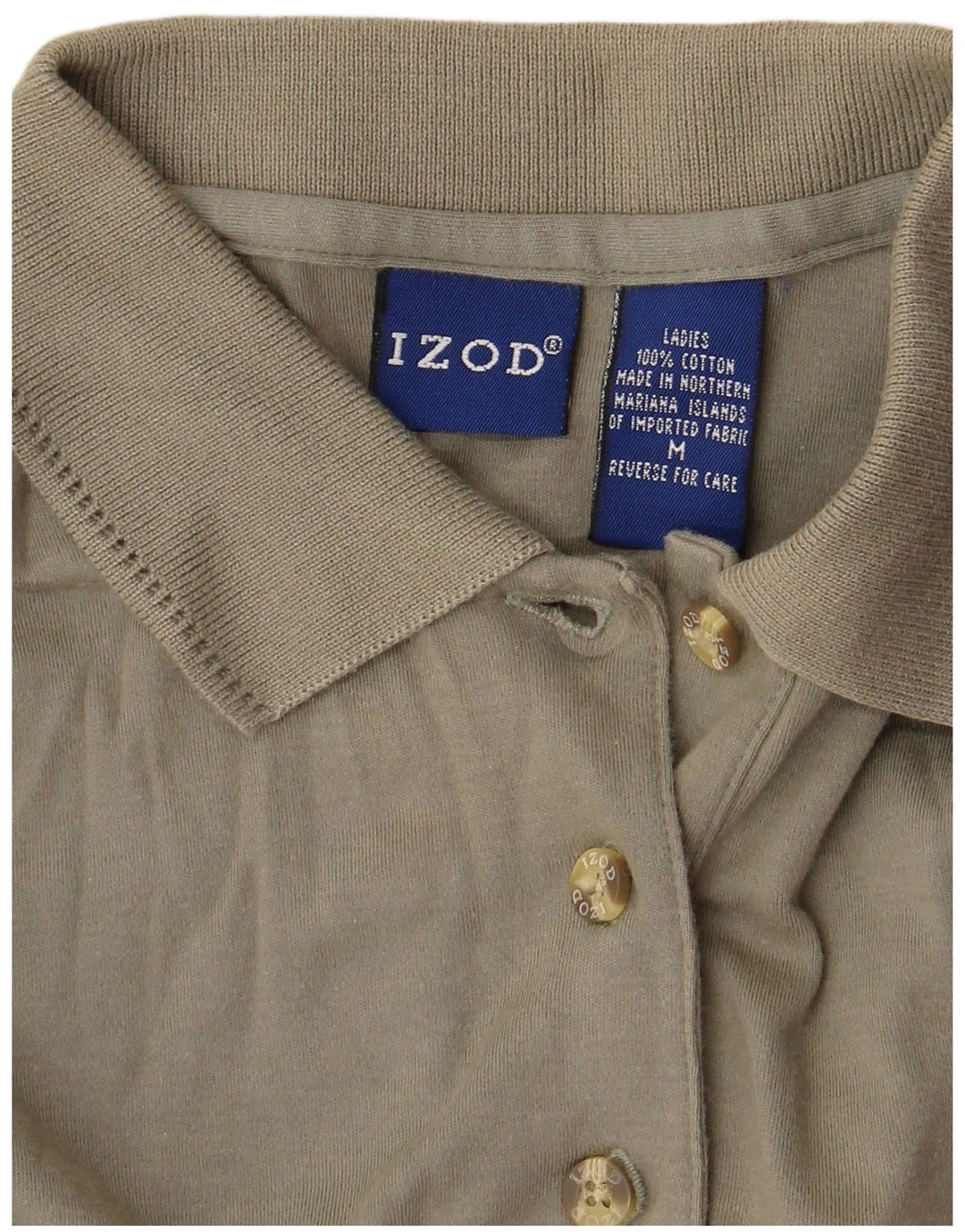 Izod Damen Poloshirt UK 14 Medium Khaki Baumwolle