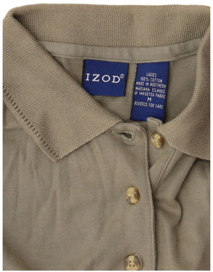 Izod Damen Poloshirt UK 14 Medium Khaki Baumwolle