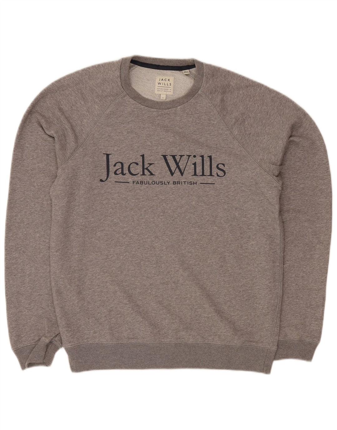 Jack Wills Herren-Sweatshirt mit Grafik, mittelgrau gesprenkelte Baumwolle
