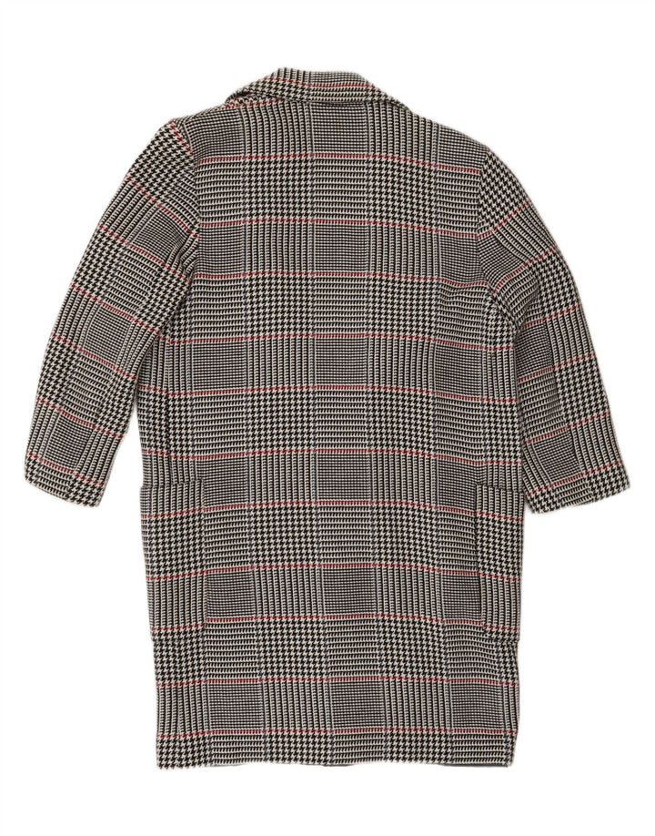 Zara Womens Open Overcoat UK 10 Small Marineblaue Hahnentritt-Baumwolle