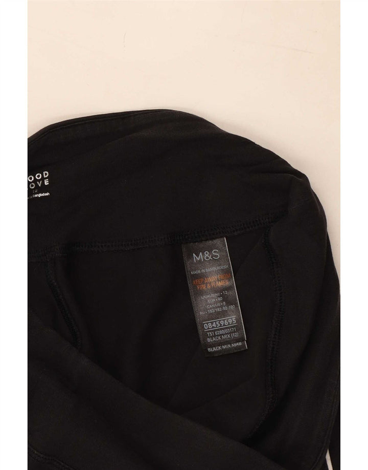 Marks & Spencer Damen Leggings UK 12 Mittelschwarze Baumwolle