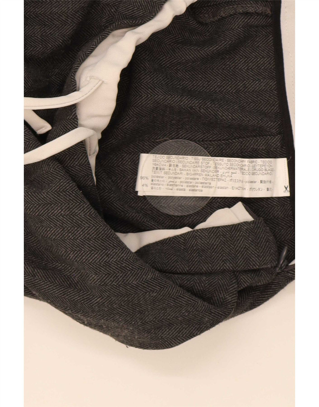 Zara Damen-Hose mit lockerer Passform, Größe M, W30, L30, graues Fischgrätenmuster aus Polyester