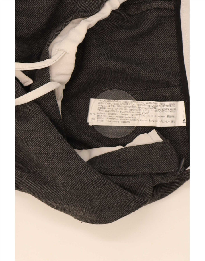Zara Damen-Hose mit lockerer Passform, Größe M, W30, L30, graues Fischgrätenmuster aus Polyester
