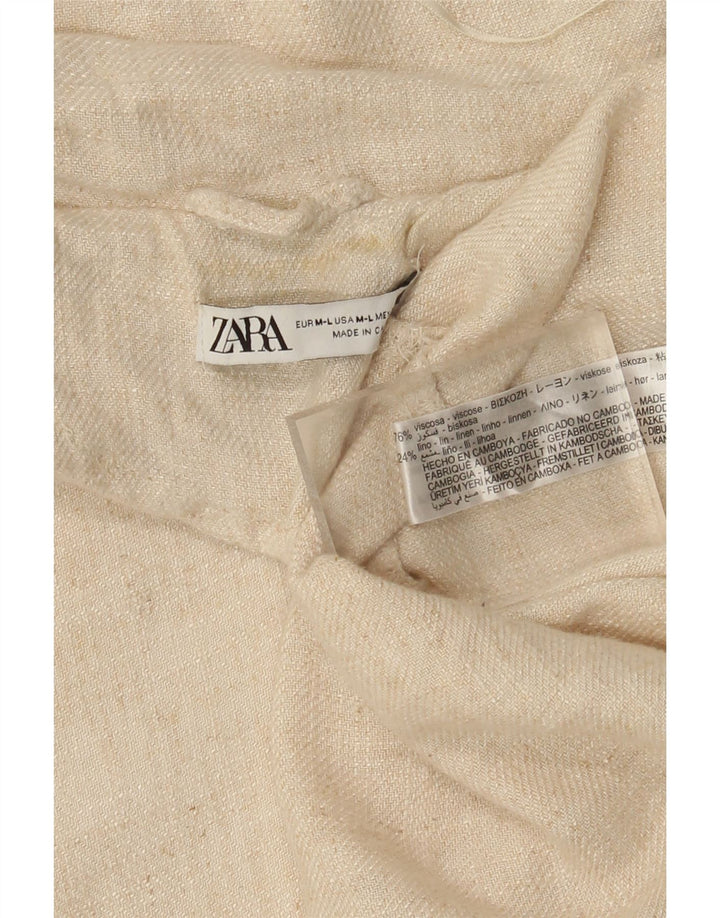 Zara Damen Übergroßer offener Mantel UK 14 Medium Off White Viscose