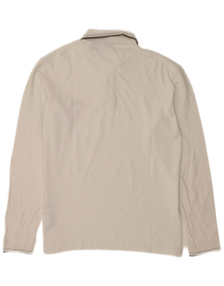 Fila Herren-Langarm-Poloshirt, groß, weiße Baumwolle