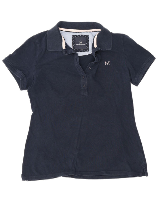 Crew Clothing Damen Poloshirt UK 12 Medium Marineblau Baumwolle